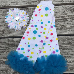 NEW Polka Dot Party Leg warmers with Flower Clip